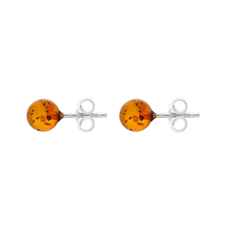 Sterling Silver Amber 6mm Ball Stud Earrings sold by Jura Watches product image thumbnail 2