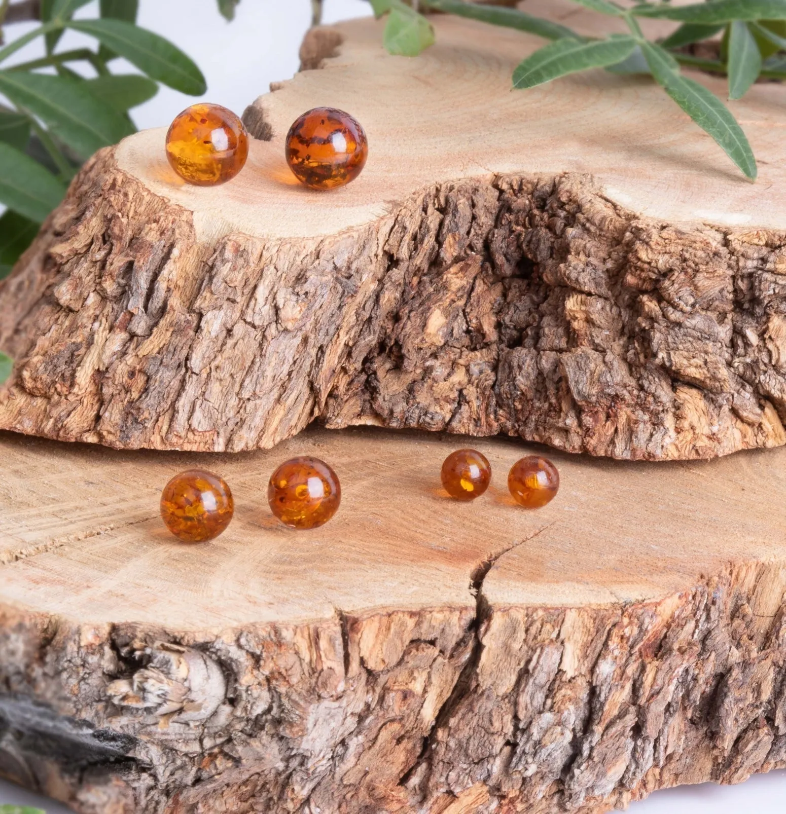 Sterling Silver Amber 6mm Ball Stud Earrings sold by Jura Watches product image thumbnail 3