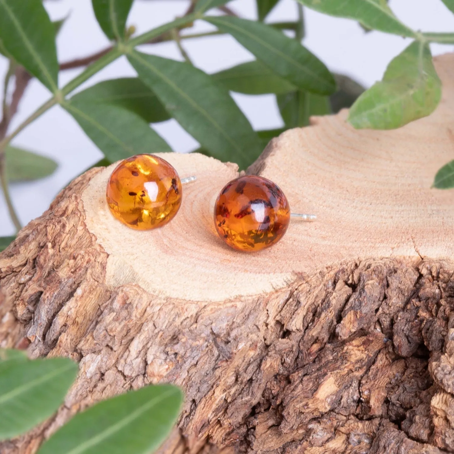 Sterling Silver Amber 6mm Ball Stud Earrings sold by Jura Watches product image thumbnail 4