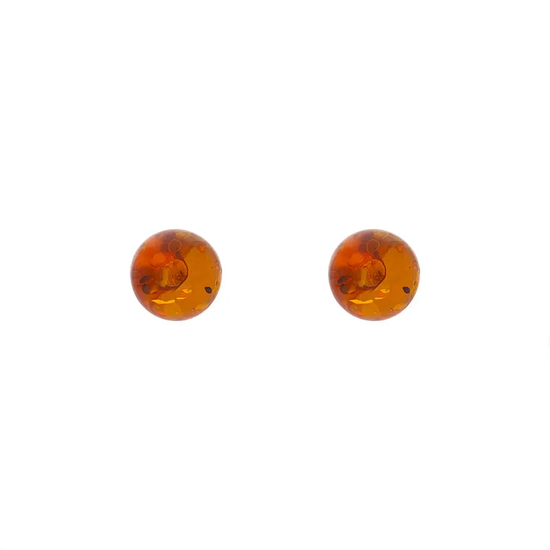 Sterling Silver Amber 6mm Ball Stud Earrings sold by Jura Watches