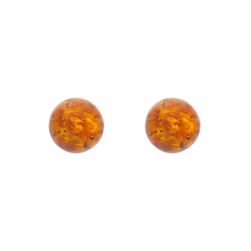 Sterling Silver Amber 8mm Ball Stud Earrings sold by Jura Watches