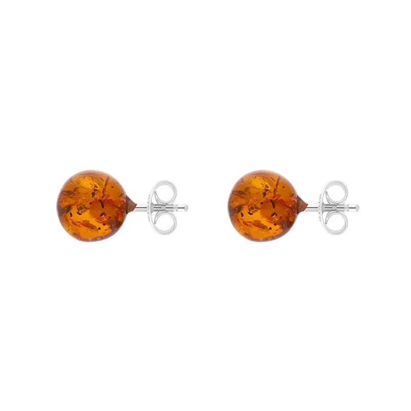 Sterling Silver Amber 8mm Ball Stud Earrings sold by Jura Watches product image thumbnail 2