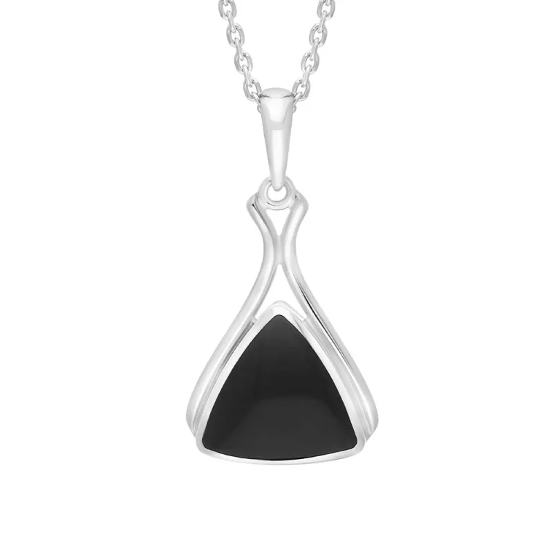 Sterling Silver Whitby Jet Triangle Frame Necklace D sold by Jura Watches