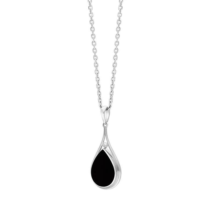 Sterling Silver Whitby Jet Pear Open Top Pendant sold by Jura Watches product image thumbnail 2