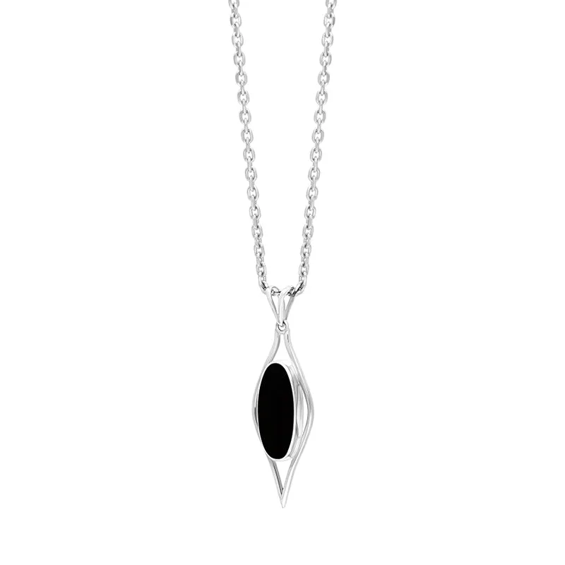 Sterling Silver Whitby Jet Oval Open Edge Pendant sold by Jura Watches product image thumbnail 2