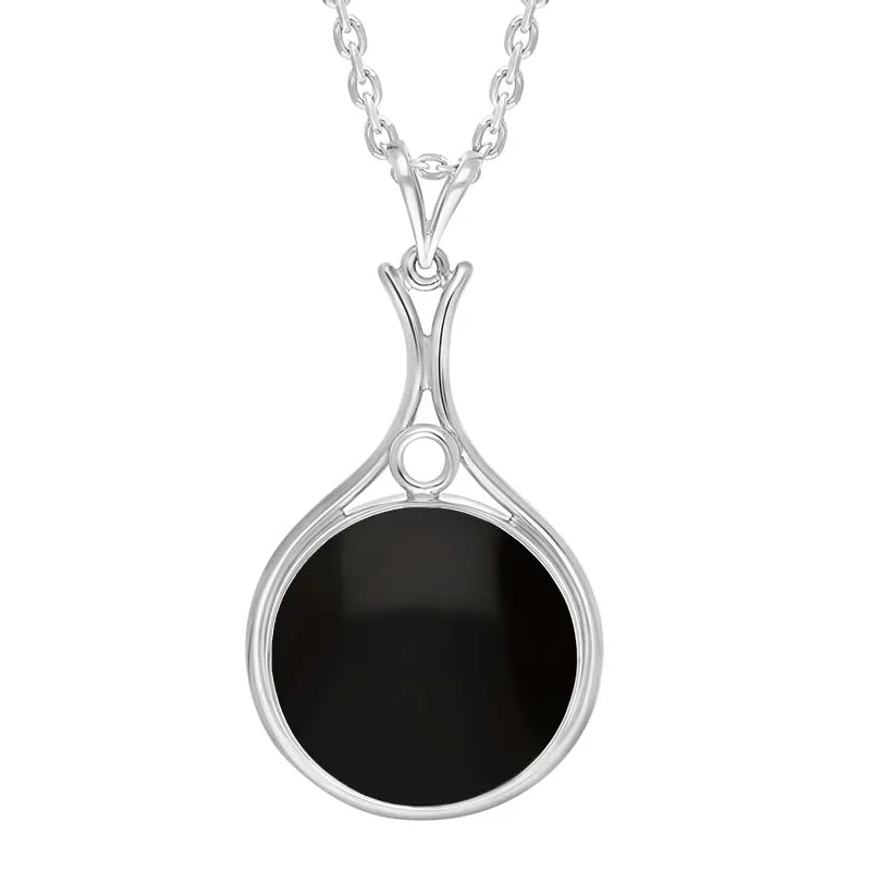 Sterling Silver Whitby Jet Round Open Frame Necklace D sold by Jura Watches