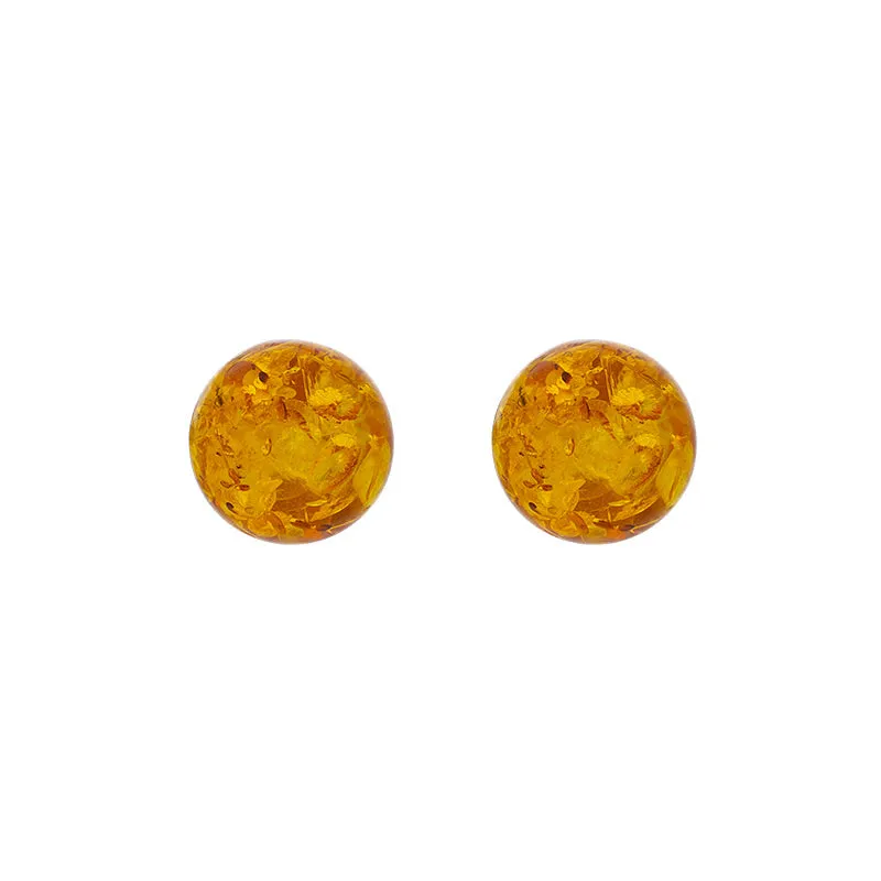 Sterling Silver Amber 10mm Ball Stud Earrings D sold by Jura Watches