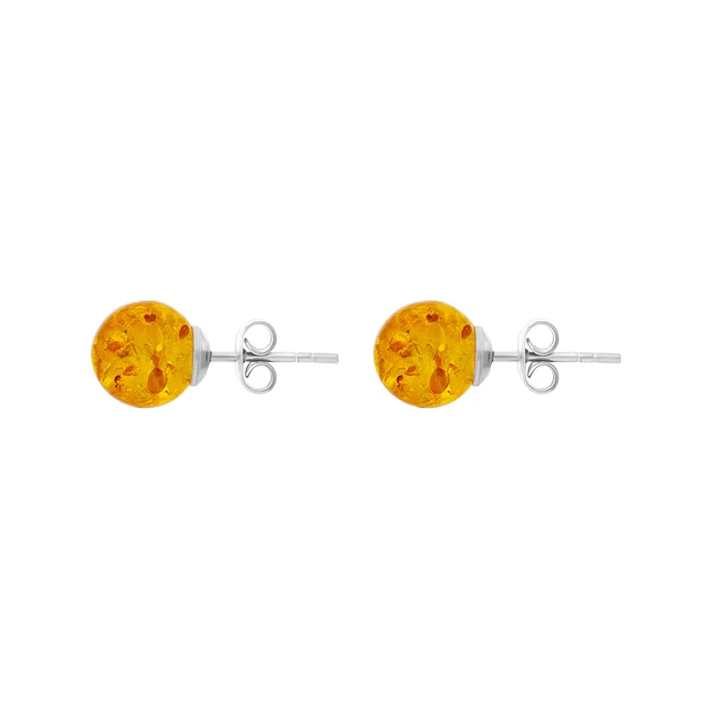 Sterling Silver Amber 10mm Ball Stud Earrings D sold by Jura Watches product image thumbnail 2
