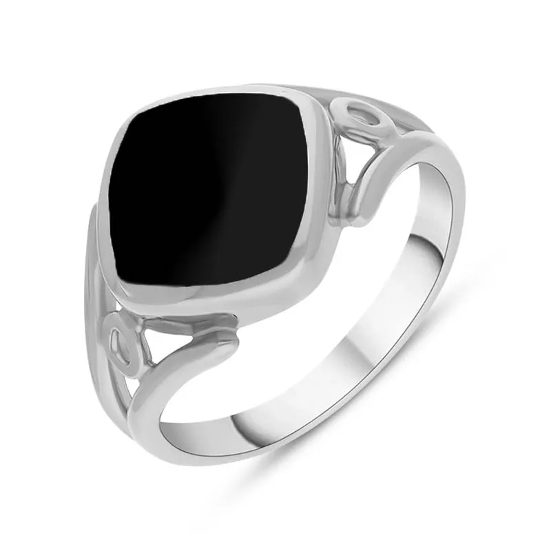 Sterling Silver Whitby Jet Cushion Cut Ring sold by Jura Watches