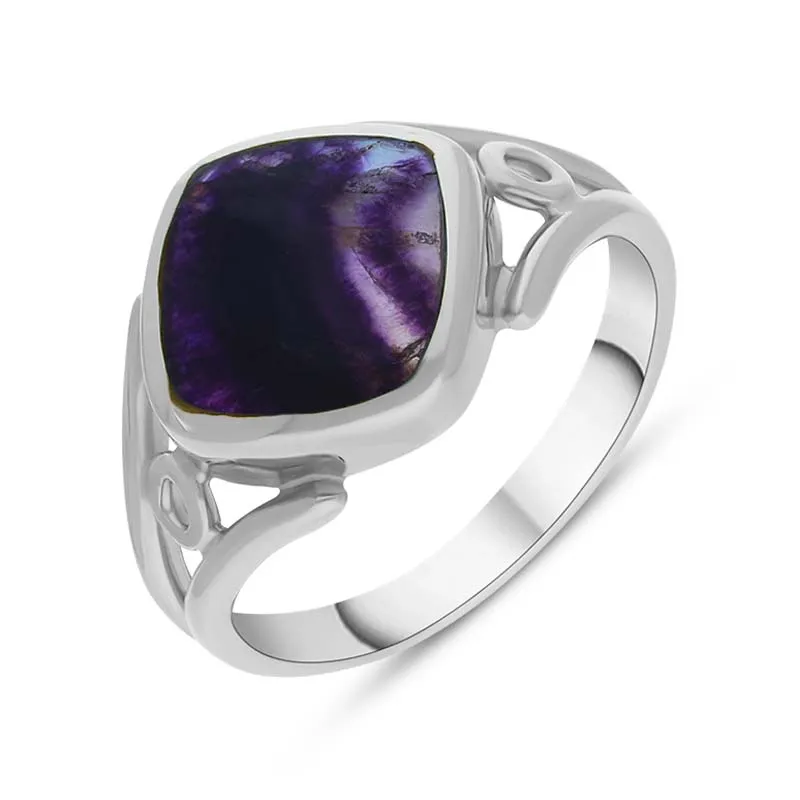 Sterling Silver Blue John Cushion Cut Ring sold by Jura Watches