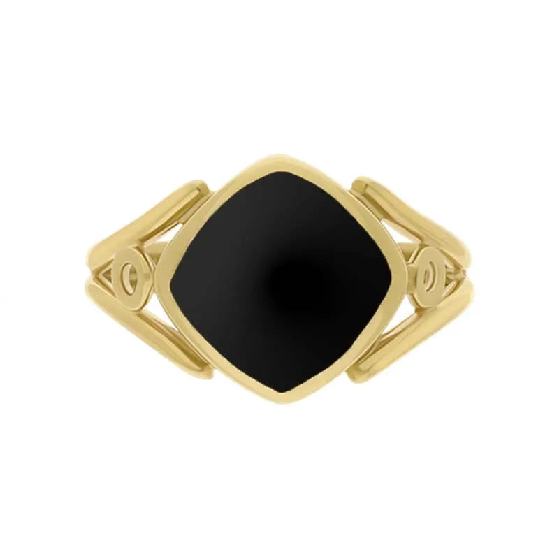 9ct Yellow Gold Whitby Jet Cushion Cut Ring sold by Jura Watches product image thumbnail 2