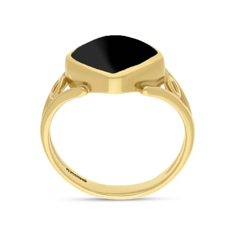 9ct Yellow Gold Whitby Jet Cushion Cut Ring sold by Jura Watches product image thumbnail 3