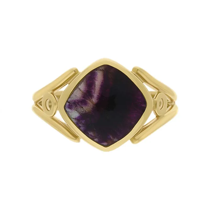 9ct Yellow Gold Blue John Cushion Cut Ring sold by Jura Watches product image thumbnail 2