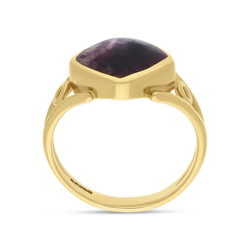 9ct Yellow Gold Blue John Cushion Cut Ring sold by Jura Watches product image thumbnail 3