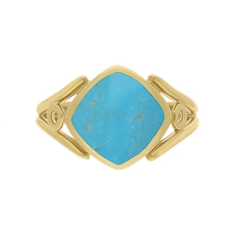 9ct Yellow Gold Turquoise Cushion Cut Ring sold by Jura Watches product image thumbnail 2