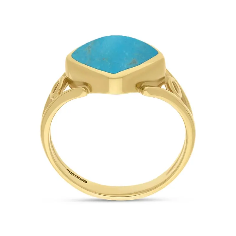 9ct Yellow Gold Turquoise Cushion Cut Ring sold by Jura Watches product image thumbnail 3