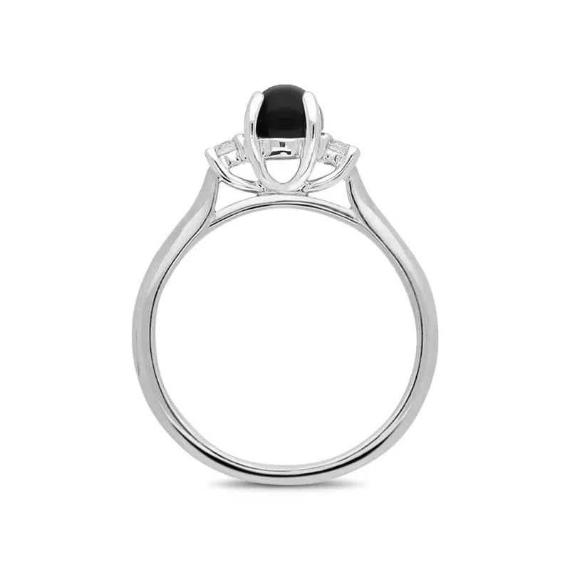 18ct White Gold Whitby Jet 0.16ct Diamond Round Claw Set Ring sold by Jura Watches product image thumbnail 2