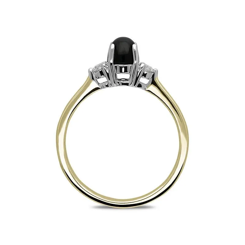18ct Yellow Gold Whitby Jet Diamond Round Claw Set Ring sold by Jura Watches product image thumbnail 2