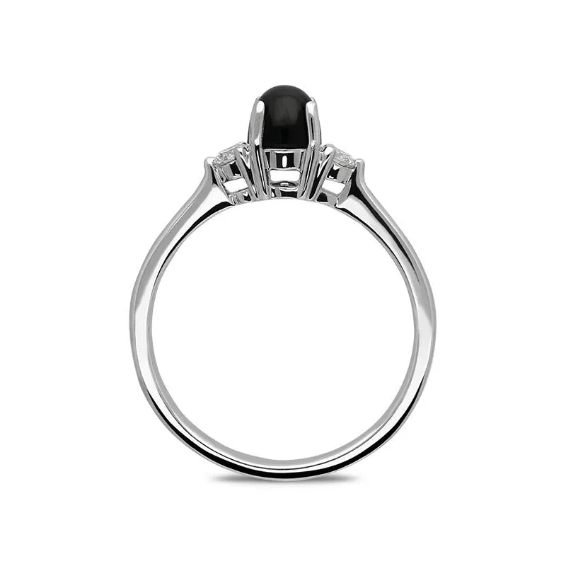 18ct White Gold Whitby Jet Diamond Round Claw Set Ring sold by Jura Watches product image thumbnail 2
