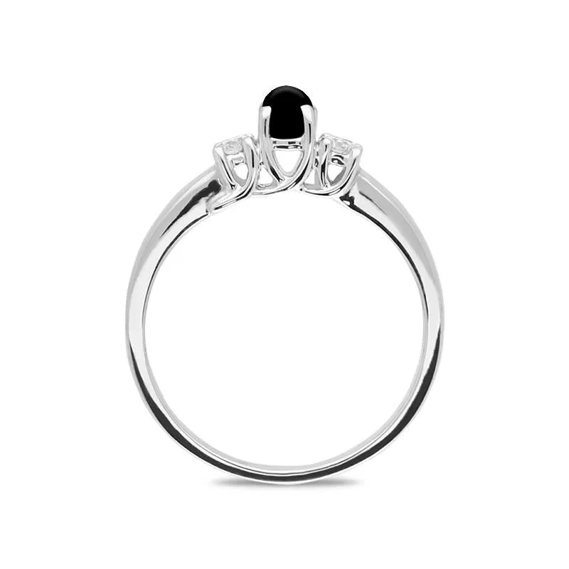 18ct White Gold Whitby Jet Diamond Trilogy Ring sold by Jura Watches product image thumbnail 2