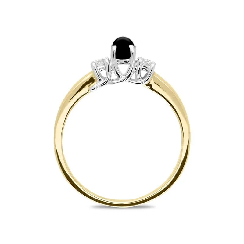 18ct Yellow Gold Whitby Jet Diamond Trilogy Ring sold by Jura Watches product image thumbnail 2