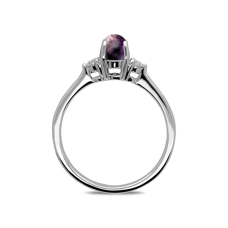 18ct White Gold Blue John Diamond Round Claw Set Ring sold by Jura Watches product image thumbnail 2