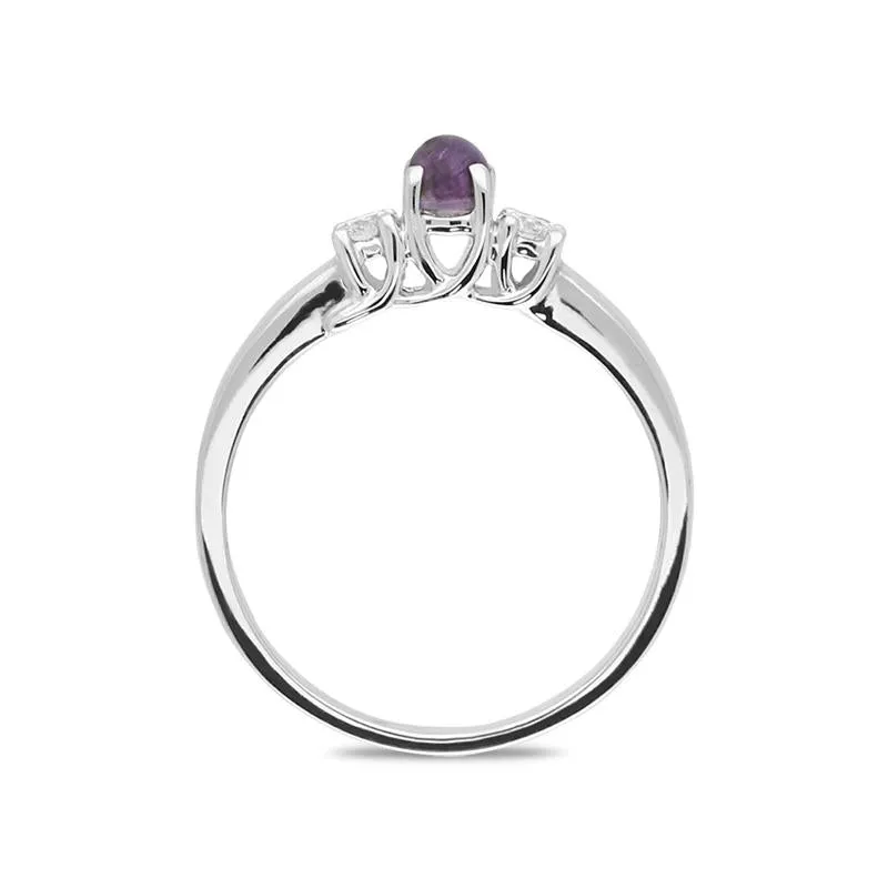 18ct White Gold Blue John Diamond Trilogy Ring sold by Jura Watches product image thumbnail 2