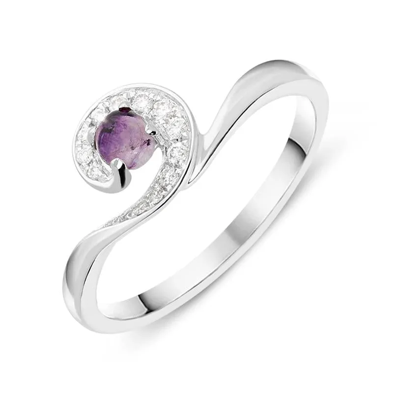 18ct White Gold Blue John Diamond Stone Swirl Ring sold by Jura Watches