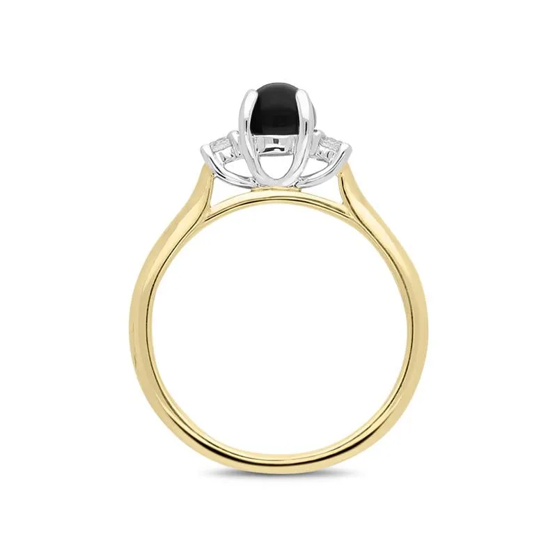 18ct Yellow Gold Whitby Jet 0.16ct Diamond Round Claw Set Ring sold by Jura Watches product image thumbnail 2