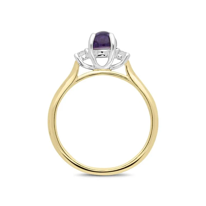 18ct Yellow Gold Blue John Diamond Round Claw Set Ring sold by Jura Watches product image thumbnail 2