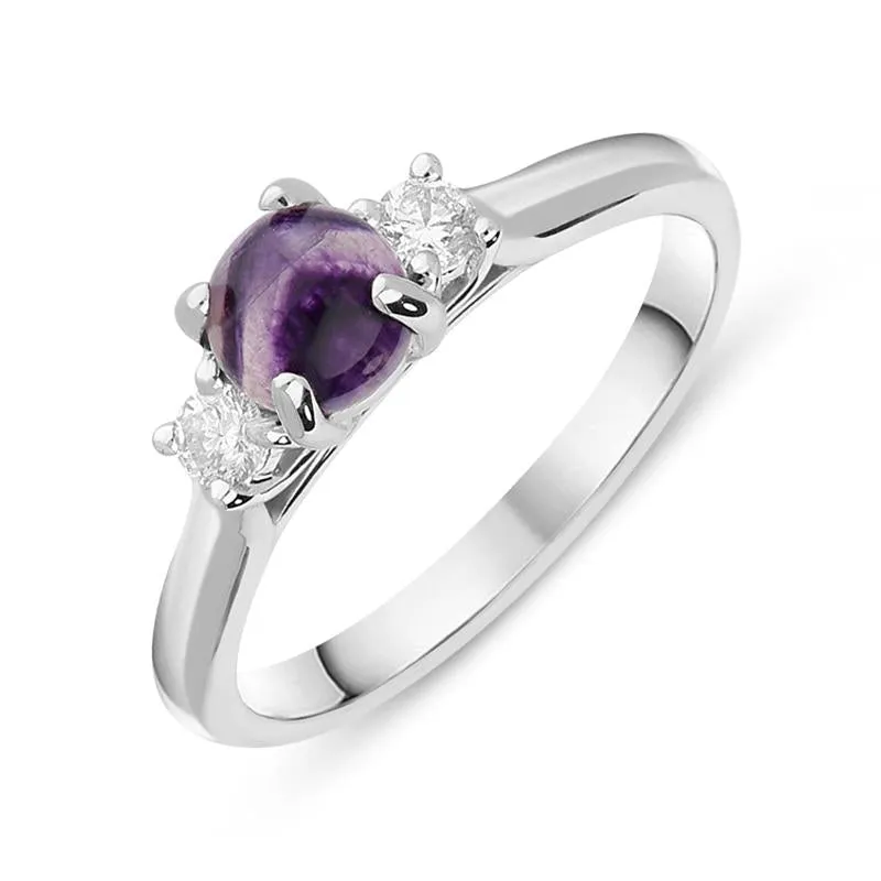 18ct White Gold Blue John Diamond Round Claw Set Ring sold by Jura Watches