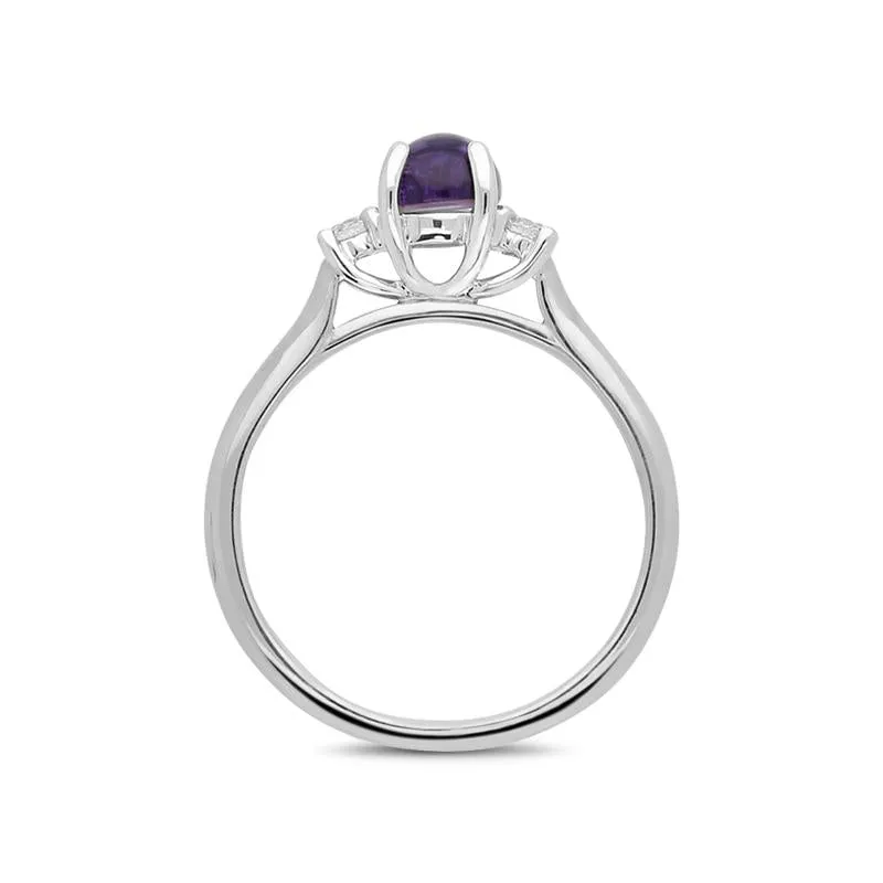 18ct White Gold Blue John Diamond Round Claw Set Ring sold by Jura Watches product image thumbnail 2