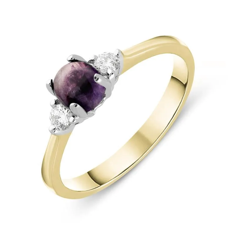 18ct Yellow Gold Blue John Diamond Round Claw Set Ring sold by Jura Watches