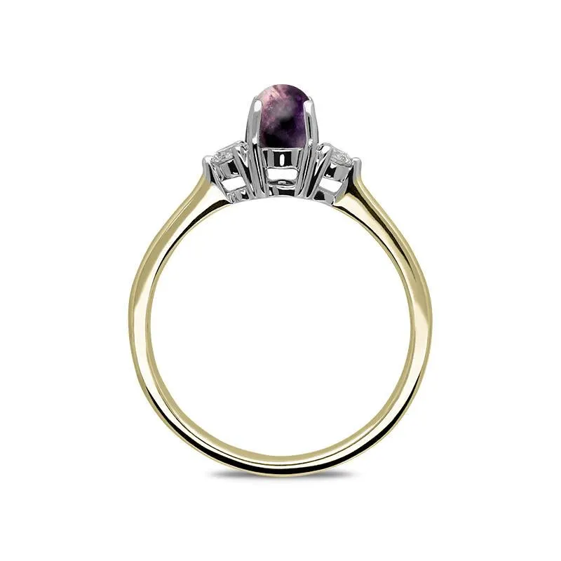 18ct Yellow Gold Blue John Diamond Round Claw Set Ring sold by Jura Watches product image thumbnail 2