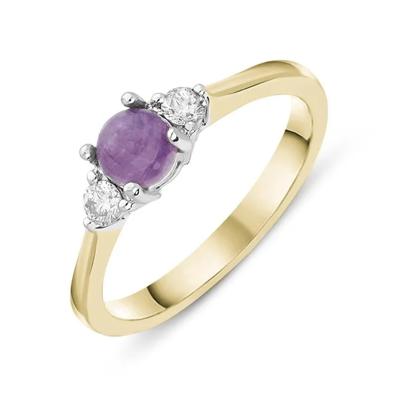 18ct Yellow Gold Blue John Diamond Round Claw Set Ring sold by Jura Watches