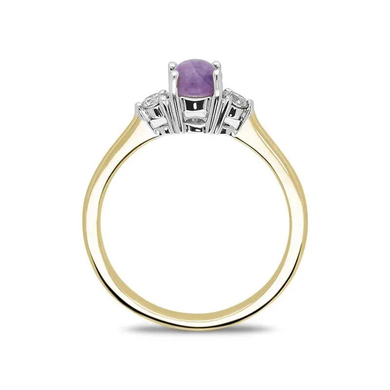 18ct Yellow Gold Blue John Diamond Round Claw Set Ring sold by Jura Watches product image thumbnail 2