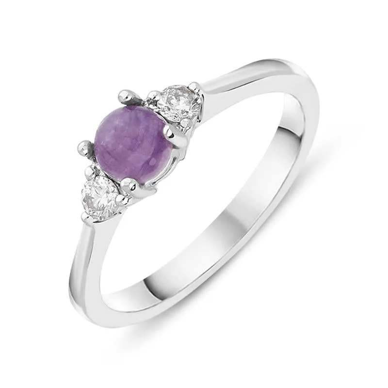 18ct White Gold Blue John Diamond Round Claw Set Ring sold by Jura Watches