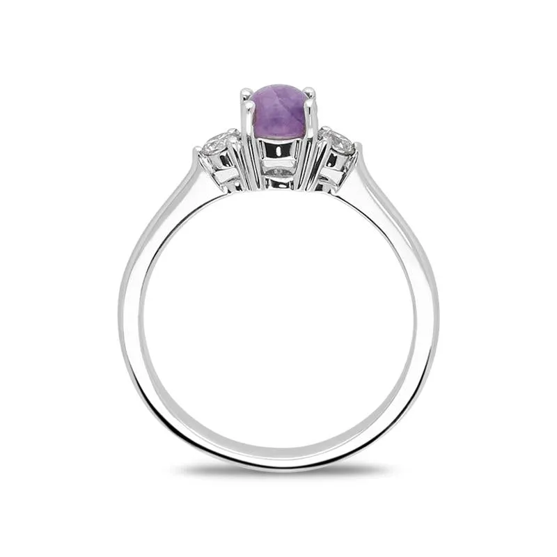 18ct White Gold Blue John Diamond Round Claw Set Ring sold by Jura Watches product image thumbnail 2