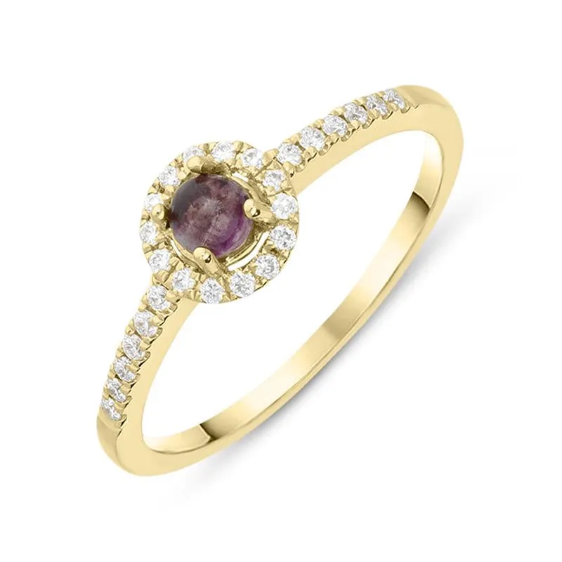 18ct Yellow Gold Blue John Diamond Round Cluster Ring sold by Jura Watches