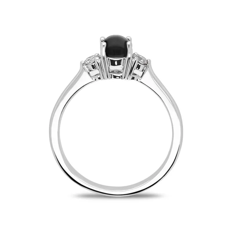 18ct White Gold Whitby Jet 0.16ct Diamond Centre Stone Ring sold by Jura Watches product image thumbnail 2