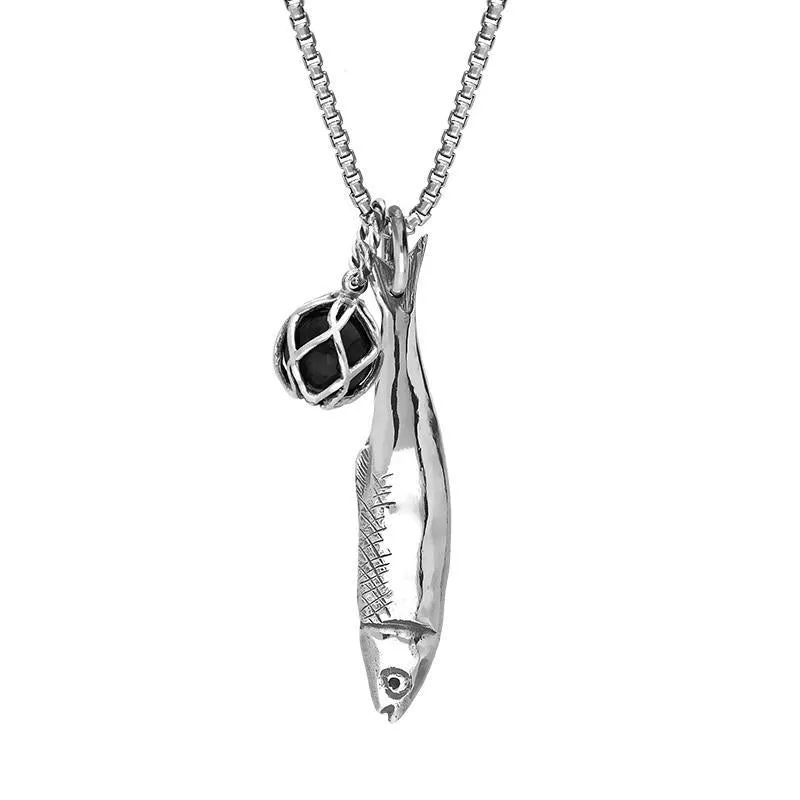 Sterling Silver Emma Stothard Silver Darling Whitby Jet Float Medium Charm Necklace sold by Jura Watches