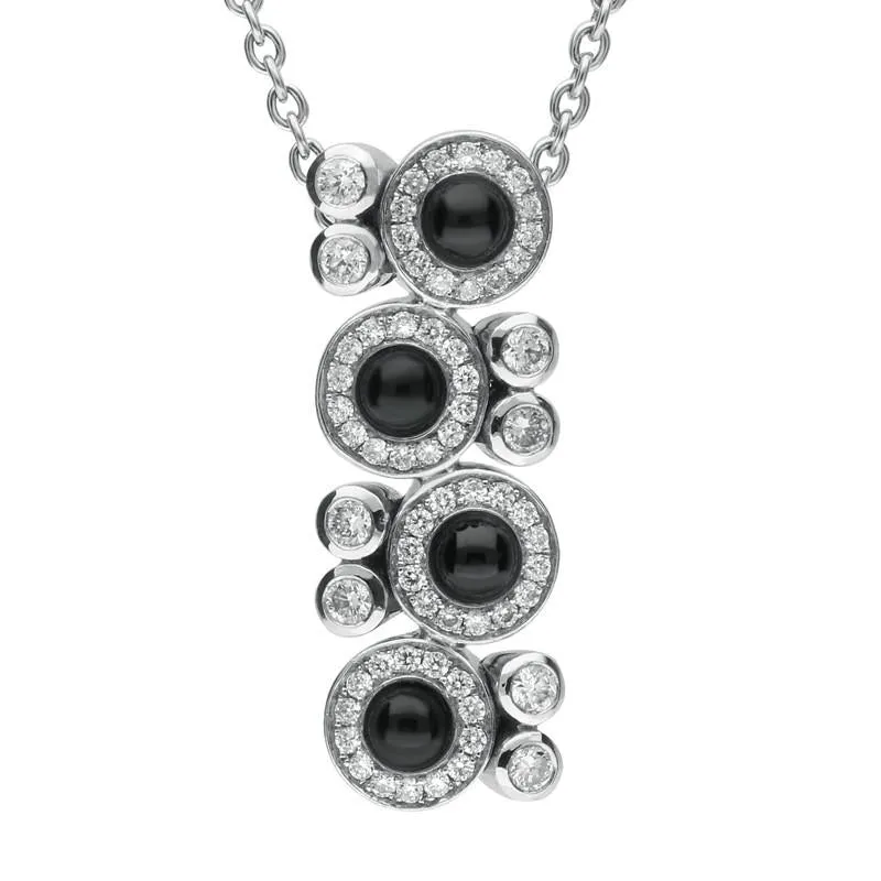 18ct White Gold Whitby Jet 0.50ct Diamond Cascade Necklace sold by Jura Watches