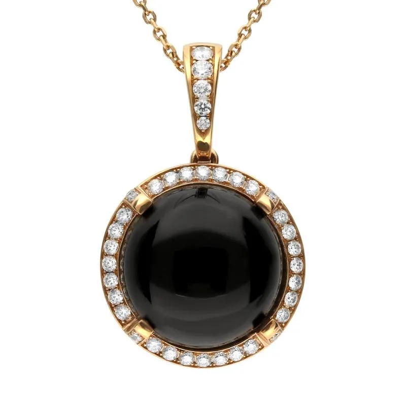 18ct Rose Gold Whitby Jet Diamond Four Claw Round Necklace D sold by Jura Watches