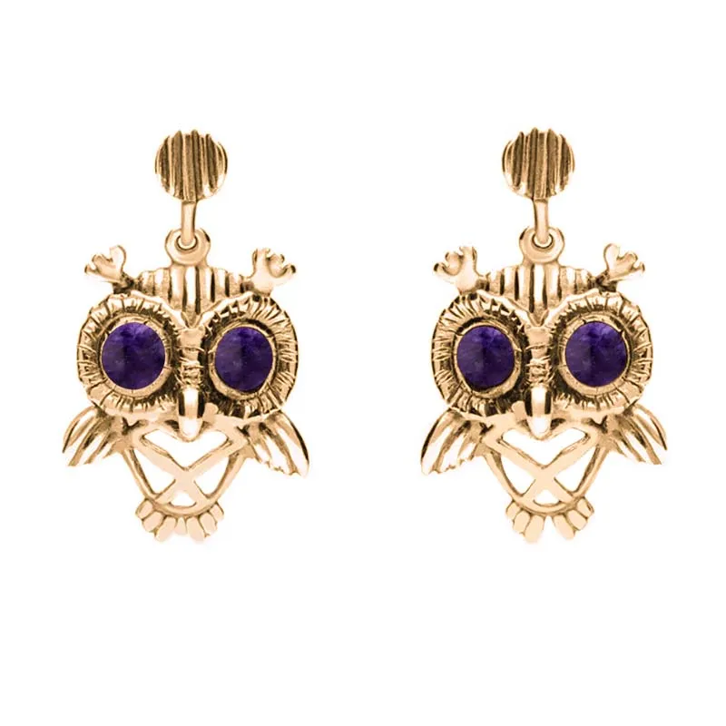 18ct Rose Gold Blue John Owl Stud Earrings sold by Jura Watches