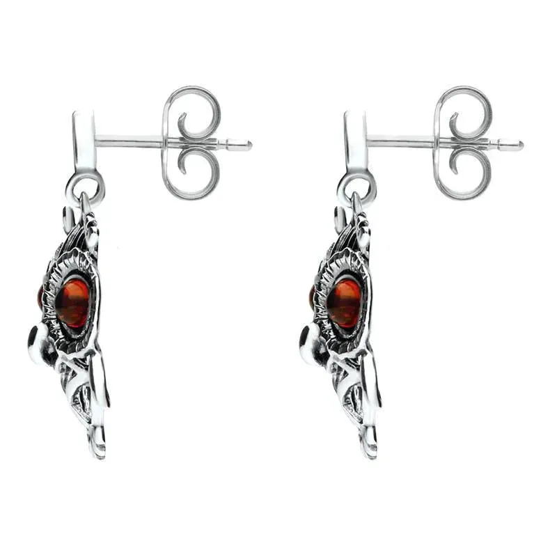 9ct White Gold Amber Orange Owl Stud Earrings sold by Jura Watches product image thumbnail 2