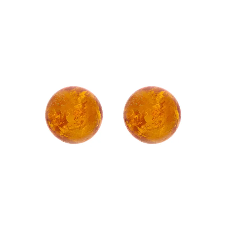 Sterling Silver Cognac Amber 6mm Ball Stud Earrings sold by Jura Watches