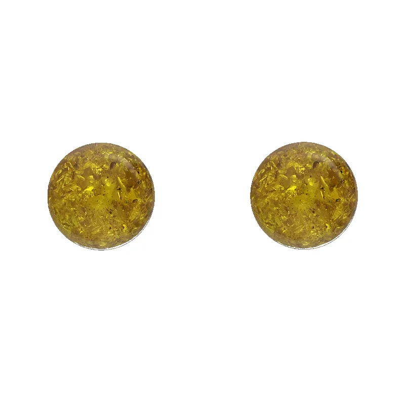 Sterling Silver Lemon Amber 6mm Ball Stud Earrings sold by Jura Watches