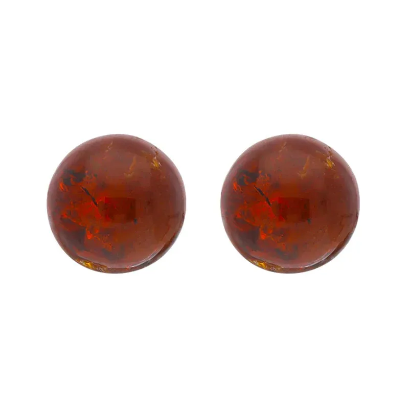 Sterling Silver Red Amber 6mm Ball Stud Earrings sold by Jura Watches