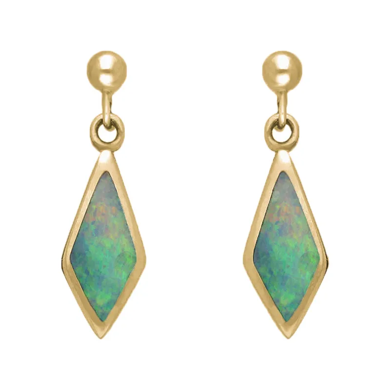 9ct Yellow Gold Opal Dinky Diamond Drop Earrings sold by Jura Watches
