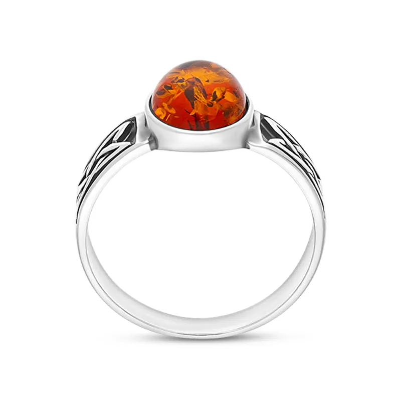 Sterling Silver Amber Celtic Band Ring sold by Jura Watches product image thumbnail 3